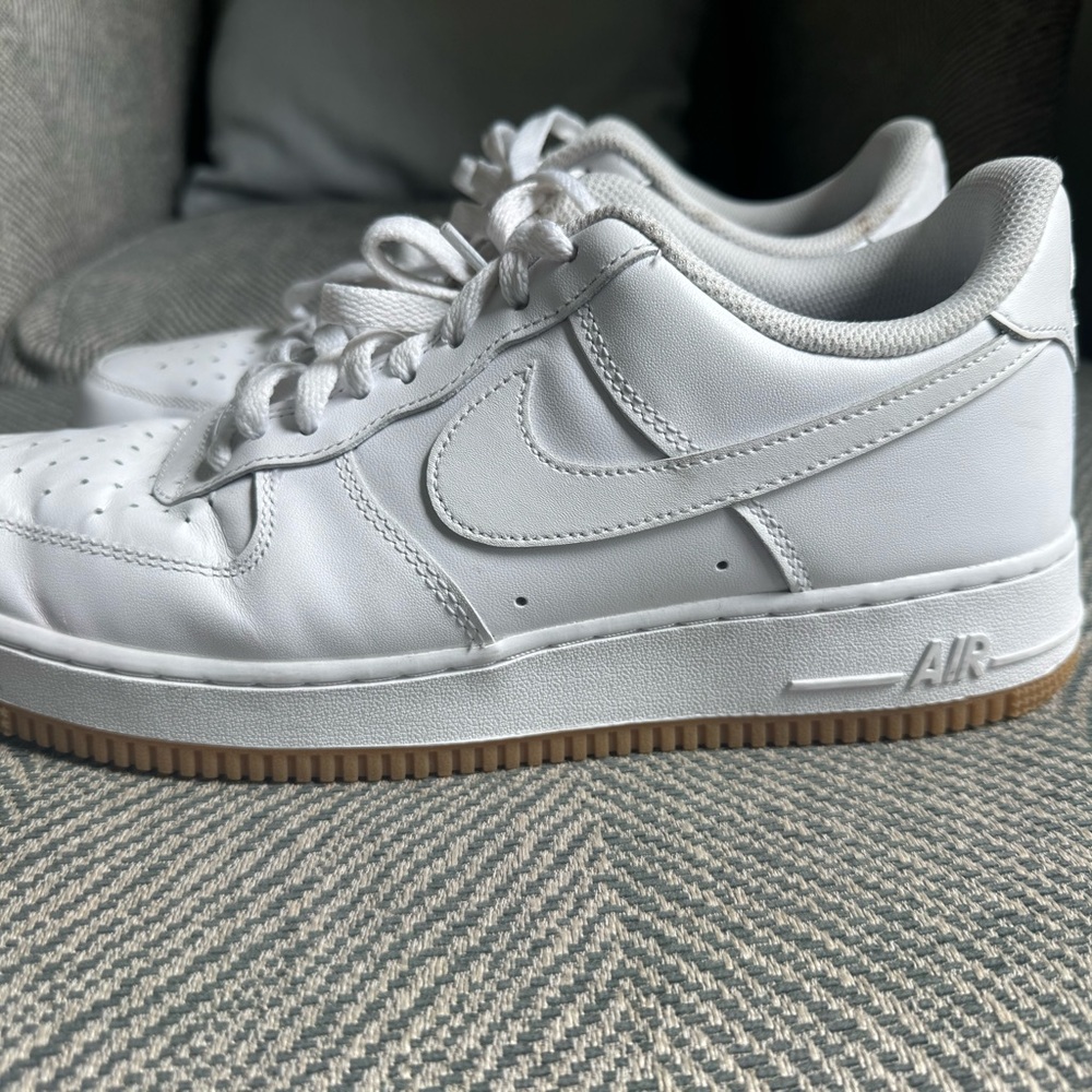 Nike White Leather Sneakers with Gum Sole